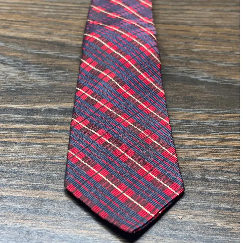 Vintage Cavalier of Louisville Neck Tie Multi Plaid All Silk Skinny Cavalure 50s